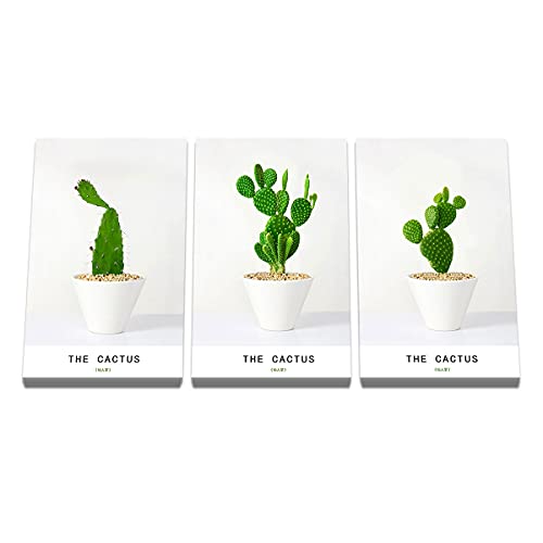 JQSY 3 Piezas Lienzo Arte de la Pared -Pintado HD Imprimir Lienzo Pintura al óleo Cactus-Resumen Decoración del hogar Sala de Estar Dormitorio CS3-00053 (Color : No Framed, Size : 12x18inch)