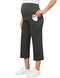 fitglam Women's Maternity Yoga Capri Wide Leg Pants Over Belly Stretchy Pregnancy Cropped Pants - 21'', S-XXL