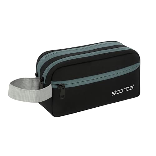 Image of Storite Polyester Multi-Pocket Toiletry Bag for Men & Women Travel, Grooming Kit, Toiletries Shaving Kit & Cosmetics Water Resistance Pouch Organizer Travel Pouch for Make Up (1Pk -Black)
