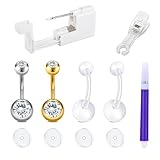 TOKRING Belly Piercing Kit - Self Piercing Gun with 10mm Belly Button Rings, Disposable Safety Navel Piercing Gun Kit