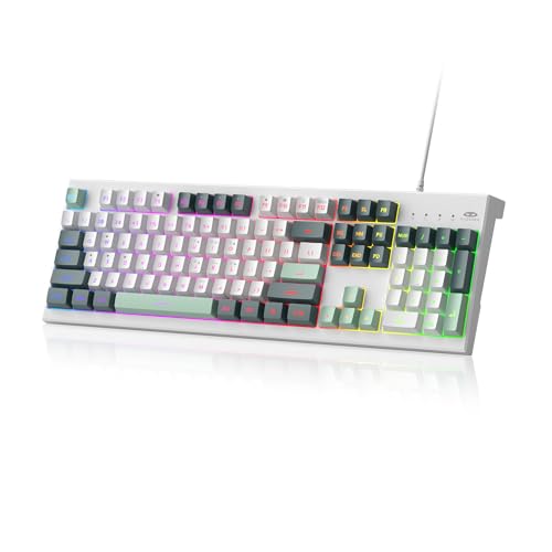Image of MageGee Creamy Keyboards,K2 Classic Keyboard Wired RGB Backlit 104 Keys Waterproof Ergonomic Keyboard,PC Keyboards for PC /loptop /MAC-Geeen