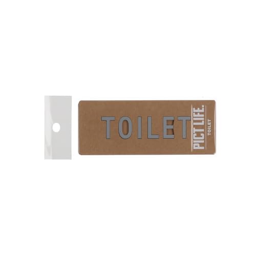 TQOOL 表札 プレート 裏両面テープ付き アクリル 日本製 PICT LIFE. TOILET グレー 1枚入 19x97mm 24775