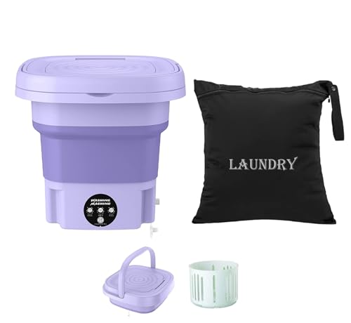 Portable Washing Machine-Mini Washing Machine Foldable-Portable Washer Machine-WATERPROOF Laundry Bag -8L Capacity for Clothes, Socks-Perfect for Travel-Apartments, Dorms-Mini Washing Machine-(Purple)