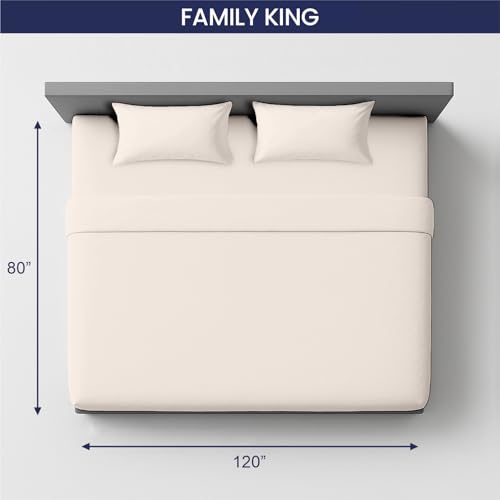Image of SGI bedding 120 inchx80 inch 4 Pc Family King Sheet Set 600 TC 18 inch Deep, Butter