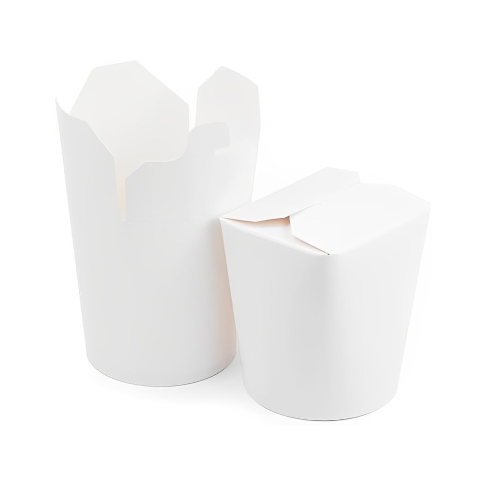 Générique 500 Pots à Pâtes en Carton Blanc 960 ml – Contenants Alimentaires Pratiques et Étanches pour Plats à Emporter, Nouilles, Salades et Repas à emporter