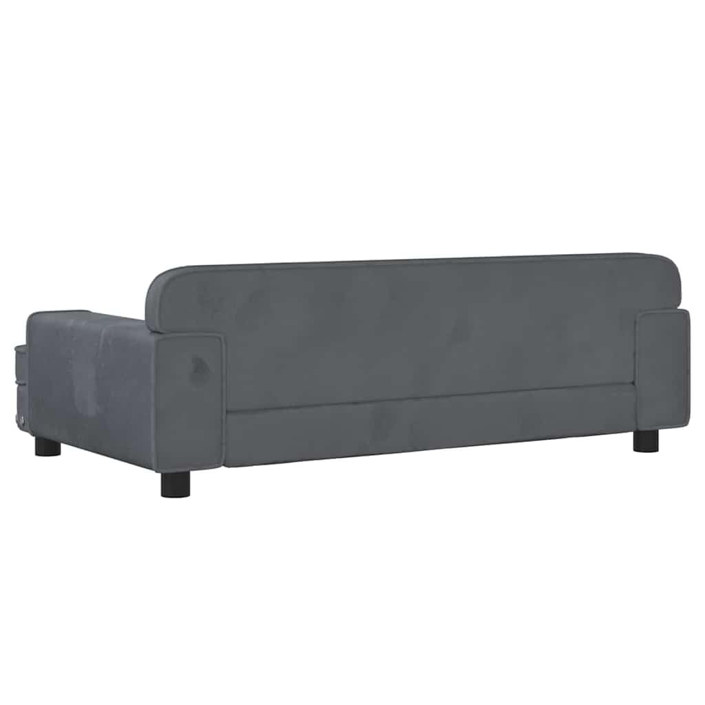 vidaXL Cama para Perro de Terciopelo Gris Oscuro 90x53x30 cm, Sofá para Mascota