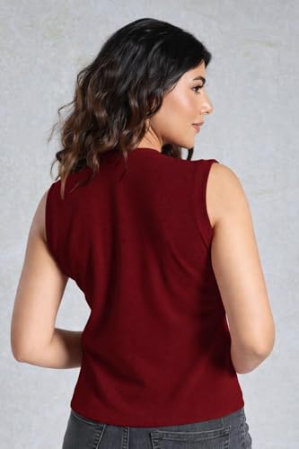 Image of Women's Black Ribbed Sleeveless Tank Top, Round Neck, Casual Everyday Wear