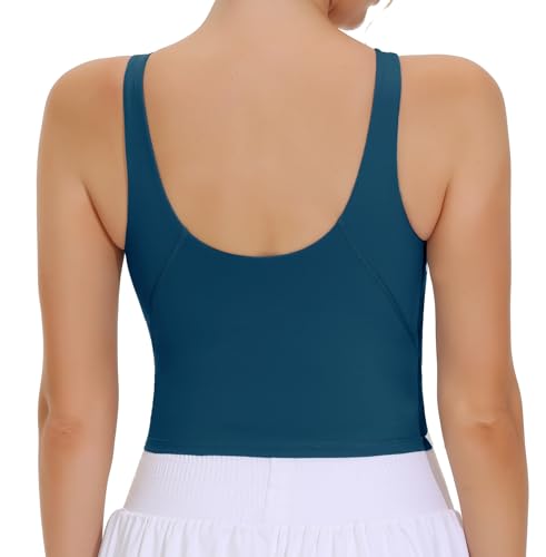 Image of THE GYM PEOPLE Women Sports Bra Sleeveless Padded Running Workout Tank Tops | U-Shaped Beauty Back, High-stretch fabric, Crop design, Sleeveless, Removable pads, Ideal for workout and daily wear
