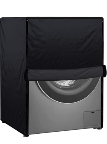 Image of Waterproof & Dustproof Top Front Load Washing Machine Cover for 6 kg 6.5 kg 7kg & 7.5 kg Compatible for IFB LG Samsung Whirlpool Bosch Haier | Siemensfor with Pipe Holes (Black)