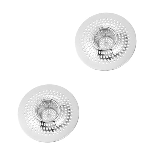 VILLCASE 2 Piezas Drenaje del Piso del Filtro escurreplatos filtrar Hundir Kitchen Sink Net Strainer Cubiertas de Drenaje para Fregadero de Cocina desagüe Acero Inoxidable Plata