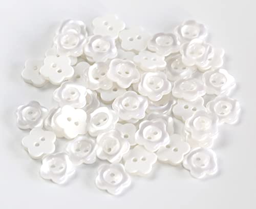 Ganssia Flower Shape Buttons 11Mm(0.44 Inch)Translucent White Resin Button For Sewing Blouse Shirt Diy Scrapbooking Pack Of 100Pcs #TOP4
