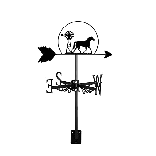 Wetterfahne aus Gusseisen, Pferde-Dekoration, Richtungsanzeiger mit Dachhalterung, Windfahne für Garten, Terrasse, Bauernhof, Hof, Ornament, Wetterhahn, Pferd~b (Pferd~e)