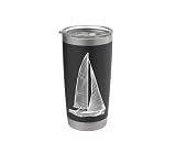 Segelboot Line Art Segelteam Segelausbildung Doppelwandiger Edelstahl-Thermobecher