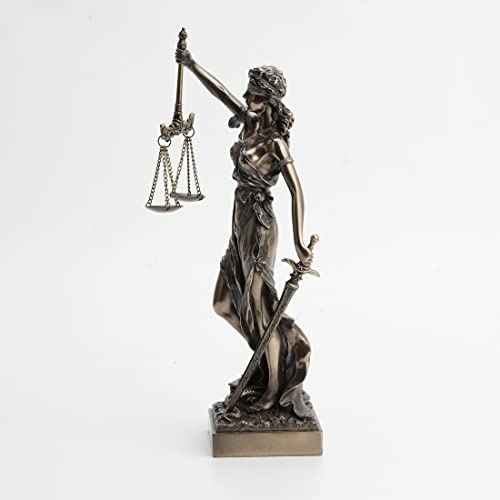 Unicorn Studio 13" Blind Lady Justice Holding Scale Resin Sculpture Bronze Finish #TOP7