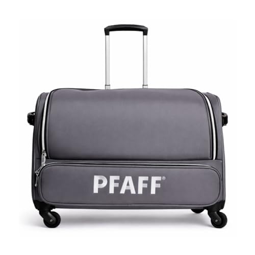PFAFF Nähmaschinen Rollkoffer klein – Trolley mit 4 Rollen & Teleskopgriff – Gepolstert – für Hobby Smarter & Passport Serie – Grau