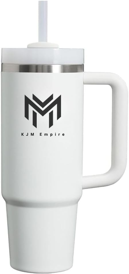 40 oz Stainless Steel Tumbler Cup with Handle – Double Wall Vacuum Insulated, Spill-Proof Lid, Travel Mug for Hot & Cold Drinks, White