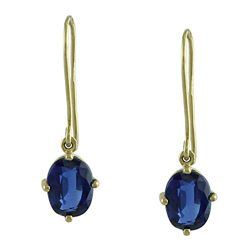 Carillon Kyanite Oval Shape Gemstone Jewelry 14K Yellow Gold Drop Dangle Earrings For Women/Girls #TOP8