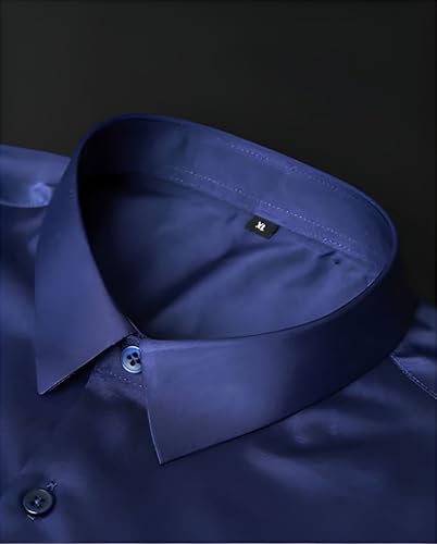 Image of Men's Satin Solid Full Sleeves Regular Fit Shirt