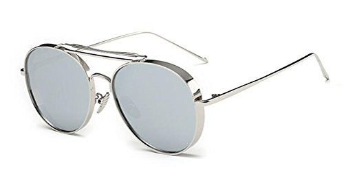 GAMT Polarized Aviator Sunglasses Round Mirrored Colored Lens for Women Silver