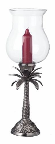 KensingtonRow Home Collection Hurricane CANDLEHOLDERS - Palm Tree Hurricane Candle Holder - Pewter Finish -16