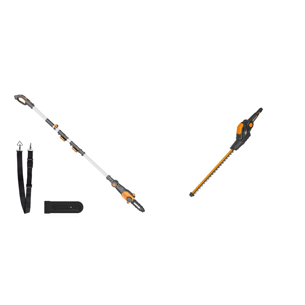 WORX WG349E.9 Akku Teleskop-Hochentaster 20V – Praktische Kettensäge für Einsätze an schwer erreichbaren Stellen im Garten – Ohne Akku & Ladegerät & WA0308 Worxc Heckenschere WG252E / WG349E