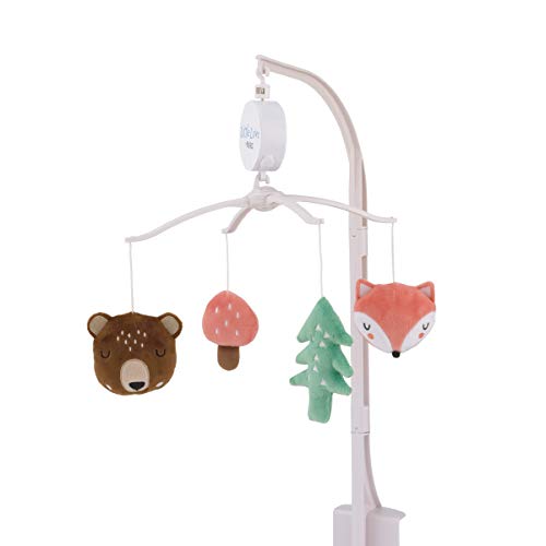 Little Love By Nojo Retro Happy Camper Orange, Brown And Green Forest Nursery Crib Musical Mobile With Bear, Fox, Mushroom And Pine Tree #TOP6