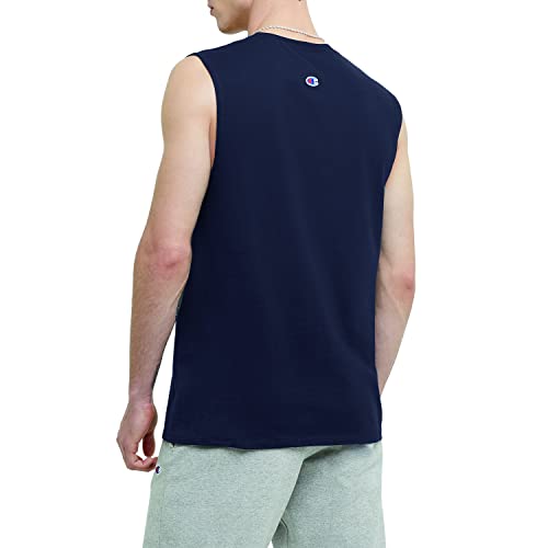 Champion Mens Classic Jersey Muscle Tee Shirt, Navy, Large US3