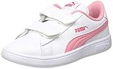Verbesserte Passform PUMA Unisex Kinder Smash V2 L V Ps Sneaker, Weiß White-Peony-Bright Rose, 35 EU