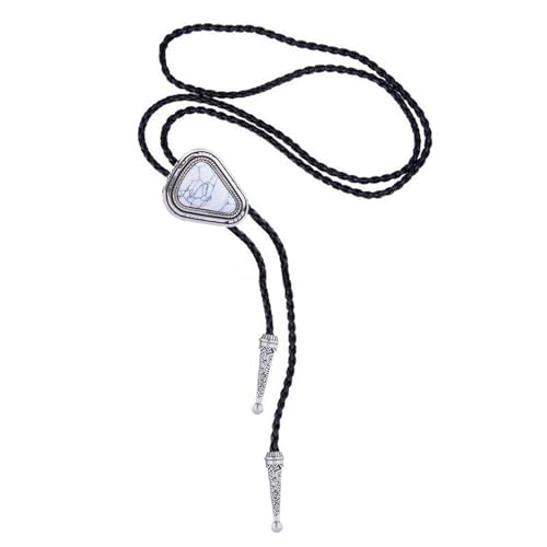Image of Turquoise Bolo Tie for Men, Leather Braided Necktie Western Cowboy Bola Tie Costume Accessories for Men Women