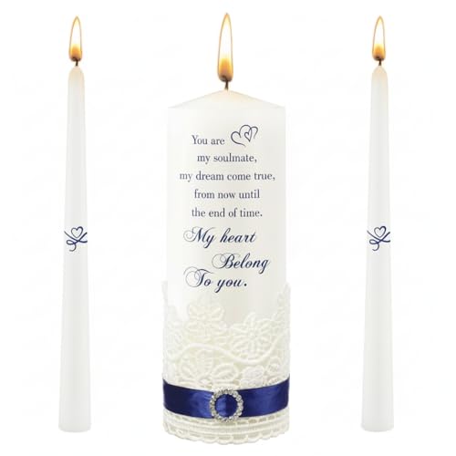Frienda Unity Candles for Wedding Ceremony Set Wedding Unity Taper Candles Catholic Religious Ceremony Accessories(Heart Style)