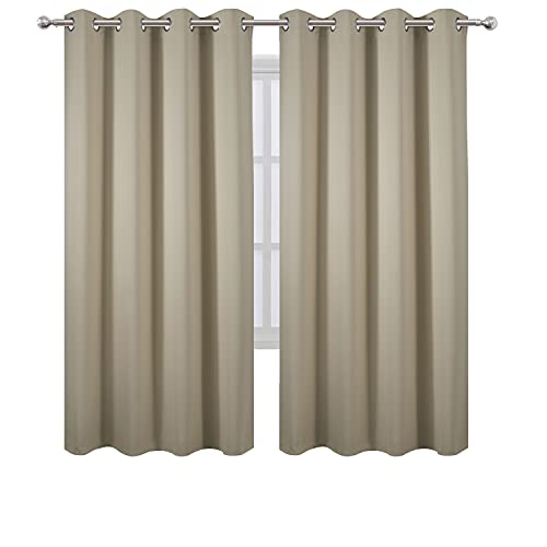 Image of LEMOMO Beige Thermal Blackout Curtains /52 x 72 Inch /Set of 2 Panels Room Darkening Curtains for Bedroom