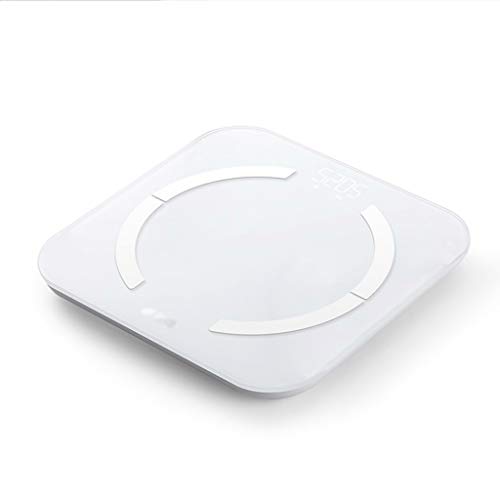 Báscula de peso para baño, mini báscula inteligente de grasa corporal, modelo de carga USB, analizador ultra delgado, báscula de pesaje, báscula de grasa blanca de alta precisión (color: blanco)