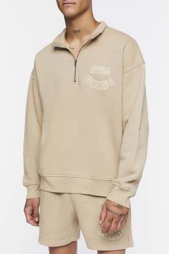 Forever 21 Men's Flocked Still Going Graphic Half-Zip Pullover2