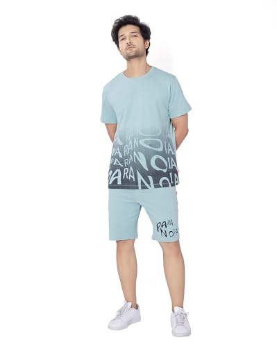 Image of WEET Cotton T-Shirt and Shorts Set for Men,Night Wear for Men,Men's Pyjama Set MCS112