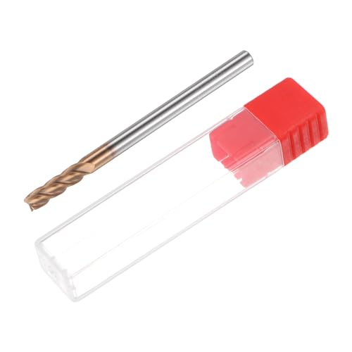 Image of HARFINGTON Micro Grain Carbide Square End Mill 3 /16 inch x 25 /32 inch (5mm x 20mm) Cut 3 /16 inch (5mm) Shank 3 inch (75mm) Length AlTiN Coated 4 Flutes Square Nose Cutter for Alloy Steel Hardened Steel
