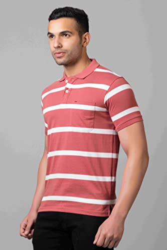 Image of PRORIDERS Half Sleeve Cotton Blend Fabric Collared Regular Fit Men's Polo Striper Tshirt with Pocket for Casual wear