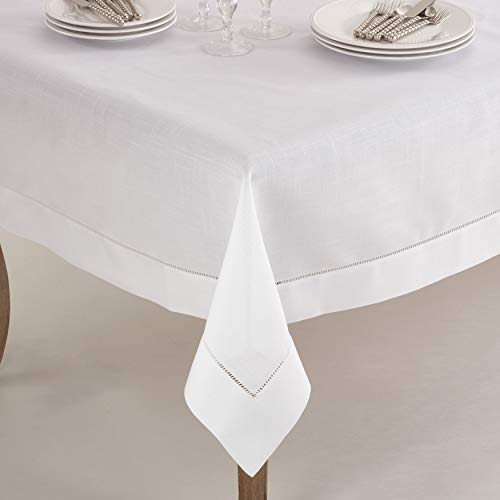 SARO LIFESTYLE Tablecloth, White, 70" X 120", 120 x 70 inch (Rectangular) - Image 3
