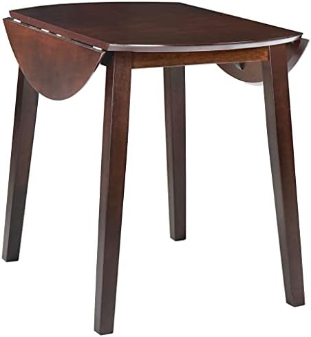 vidaXL Drop-leaf Dining Table Round MDF Brown Space Saving Kitchen Furniture
