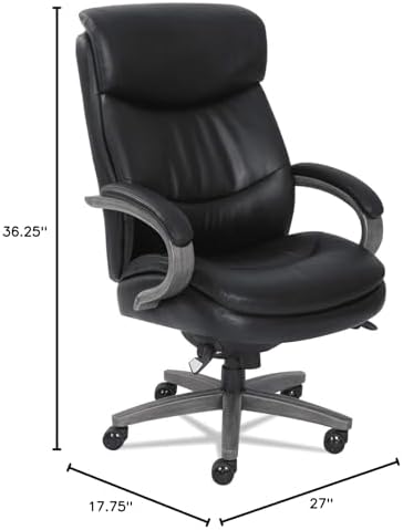 La-Z-Boy Woodbury Big/Tall Executive Chair, Supports Up to 400 Lb, 20.25" to 23.25" Seat Height, Black Seat/Back, Weathered Gray Base - Thumbnail 2