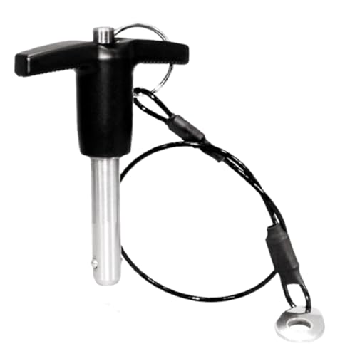 MerciL T-Handle Locking Pin, 304 Stainless Steel Push-Button Quick Release Pin Quick Release Ball Locking Pin with Lanyard Cable (12X40MM)