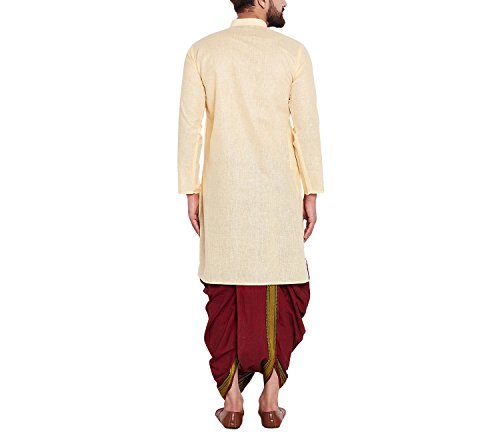 Image of SOJANYA (Since 1958 Men's Brown and Black Cotton Dhoti Kurta Set