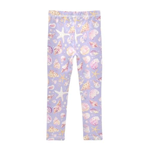 KLL Seashells Different Shapes and Starfish Lilac Toddler Baby Girl Active Leggings Soft Full Length Leg Yoga Pants Running2