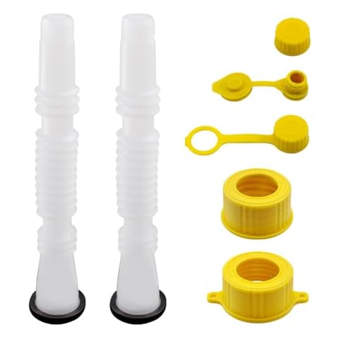 Universal Gas Can Spout Replacement Kit, Flexible Pour Nozzle with Gasket Easy to Install, Durable Collar Caps, Stripe Cap, Spout Kit for Water Jugs and Old Can (Yellow) Cover