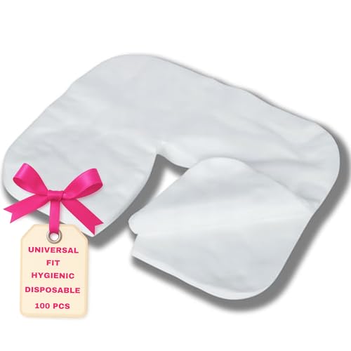 LALILL Coperture Monouso per Poggiatesta 100 Pezzi -Copertura il Viso per Lettino da Massaggio -Accessori per Lettini da Massaggio e Terapia -Protezione Igienica per SPA, Saloni, Estetica -36x29 cm