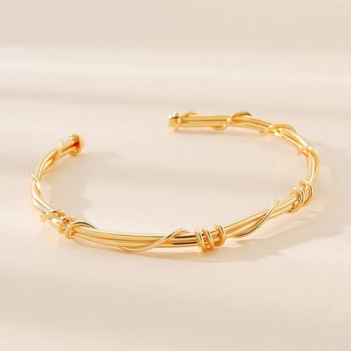 SANDOO Minimalist Gold Arm Bracelet - Layered Armband Armlet Jewelry4