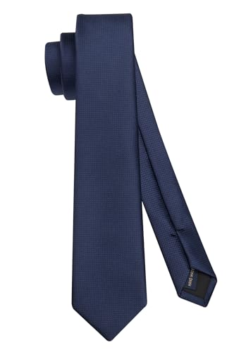 HISDERN Corbata para hombre, corbatas ajustadas de color azul marino para hombre, corbatas clásicas de seda para boda, corbata Formal delgada con caja (6cm)