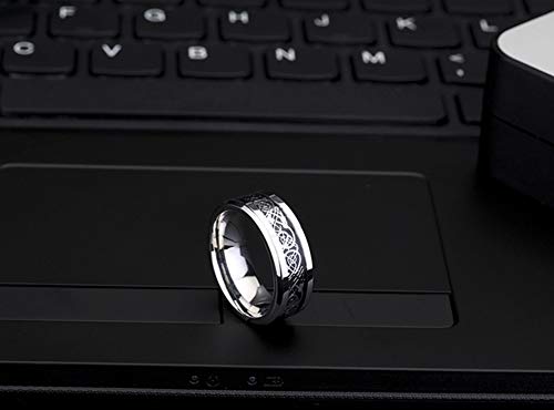Image of HIJONES Unisex Carbide Fiber Celtic Dragon Spinner Ring Stainless Steel Wedding Spins Band