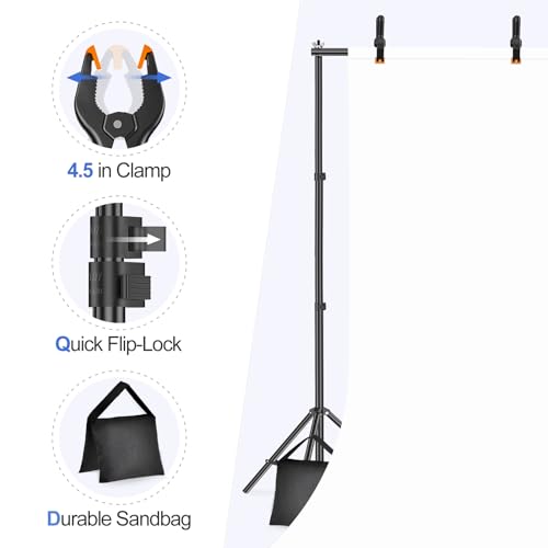 undefined EMART Backdrop Stand 10x7ft(WxH) Photo Studio Adjustable Background Stand Support kit with 2 Crossbars, 8 Clamps, 2 Sandbags and Carry Bag for Parties, Events Decoration, Wedding, Photography の商品画像 4
