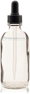 Premium Vials, 2 Oz (60 ml) CLEAR Boston Round Glass Bottle w/Dropper - Pack of 12