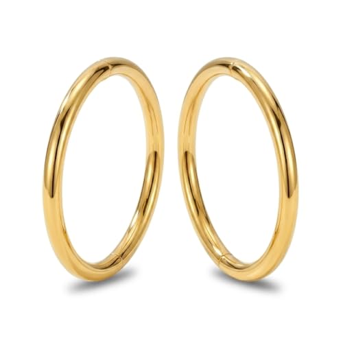(8mm) 24K Gold Plated 925 Solid Sterling Silver Australian Made Hinged Sleeper Earrings Nose Lip Septum Tragus Hoop Segment Ring Nickel Free Hypoallergenic
